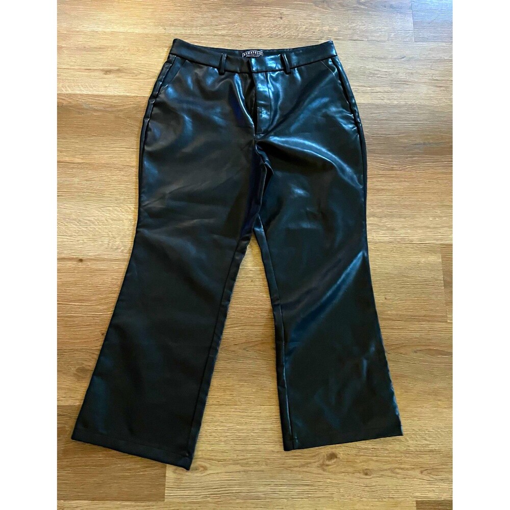 Bagatelle Women’s Black Faux Leather Dress Pants Straight Leg Size 14
